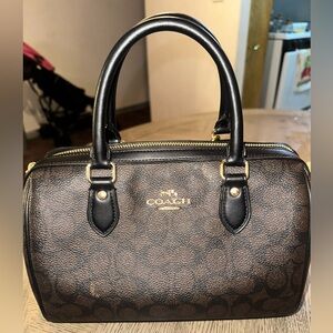 Coach Dark Brown Satchel with Black Accents